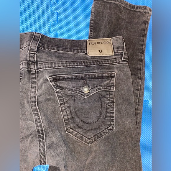 True Religion Mens 38x28 Black Ricky Relaxed Straight Stretch Flap Button Pocket - Picture 15 of 16